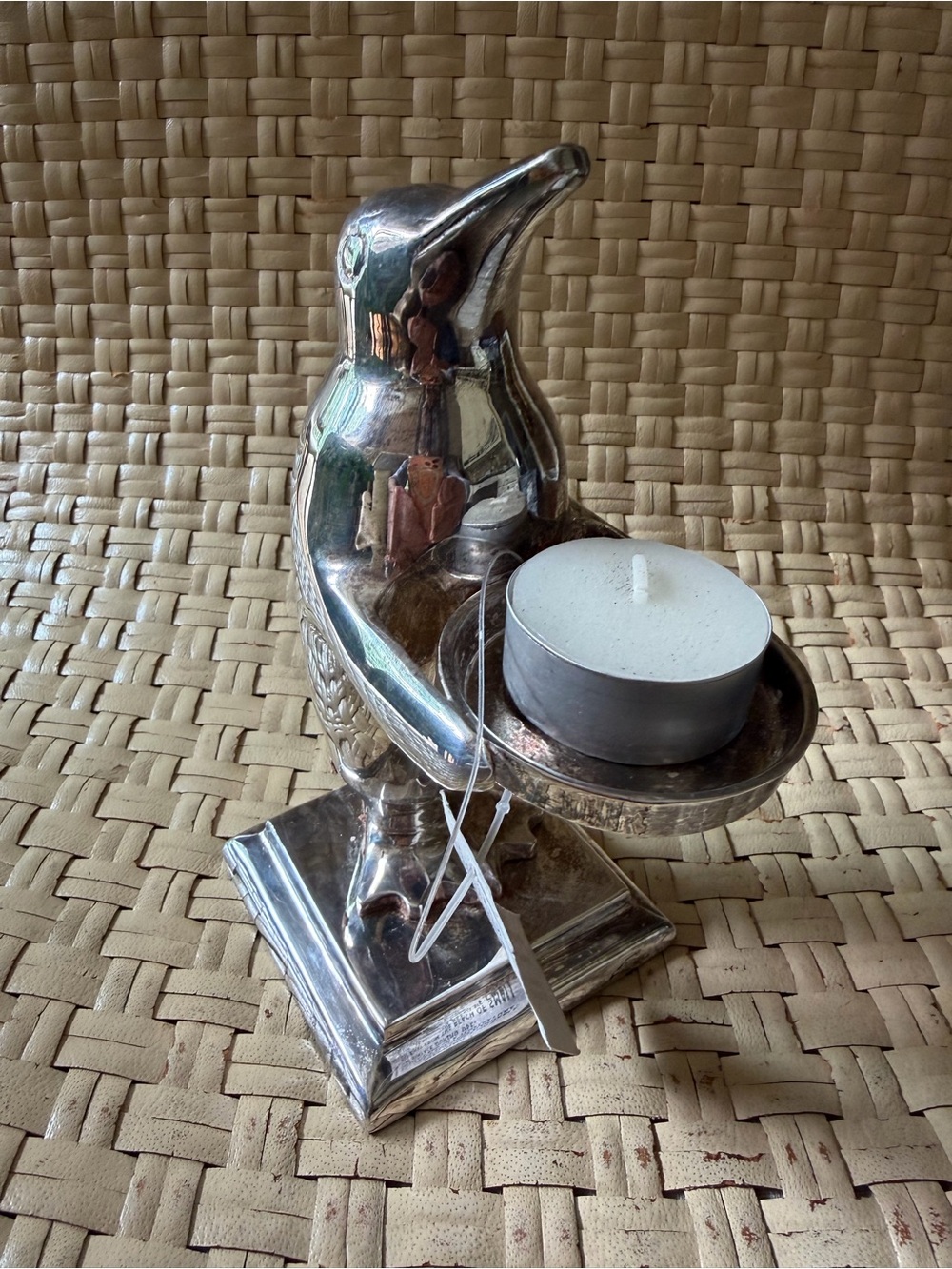 Silver Penguin Votive Candle Holder